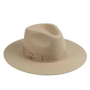 Bespoke 100% Wool Hat Fedora Panama Beige Tan Cream Bow Ribbon Detail Womens
